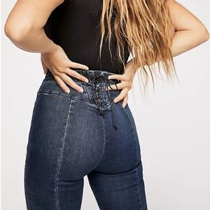 Free People CRVY Super High Rise Lace Up Flares